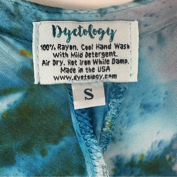 Dyetology Dress Size Small Gray Blue Tie Dye Asymmetrical Beachy Resortwear USA - Picture 7 of 8